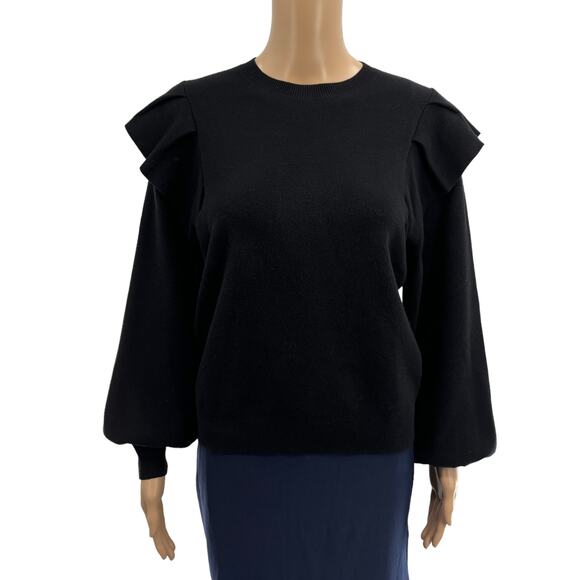 Marie Oliver Remi Black Puff Sleeve Popover Pullover Sweater - Picture 6 of 12